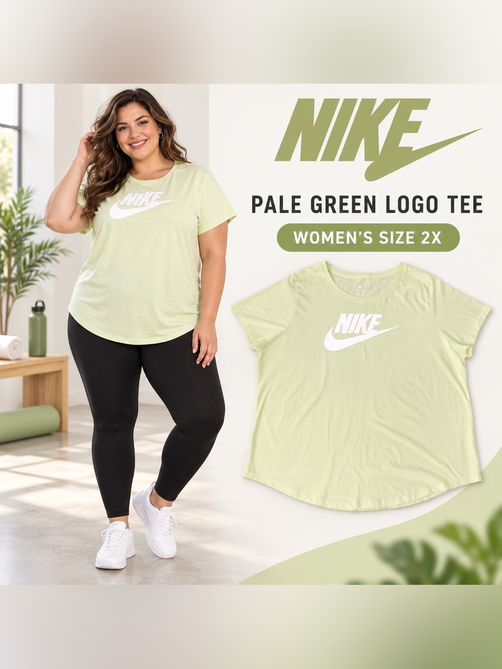 Nike Nike Women’s The Nike Tee Pale Green Logo T-Shirt Plus Size 2X